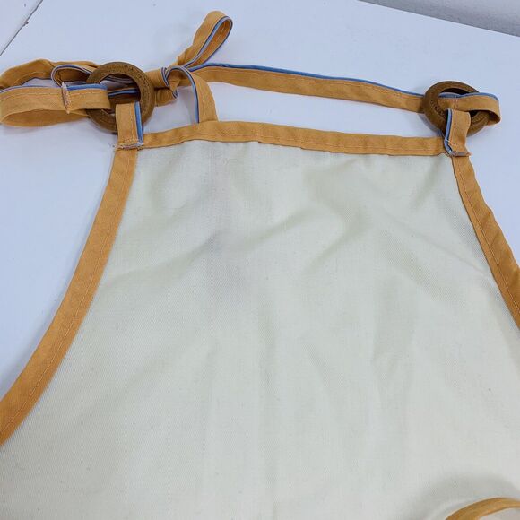 Vintage HEARTLAND DESIGN CUSTOM CLOTH EMBROIDERED Apron Wood Rings Pocket - Picture 9 of 9
